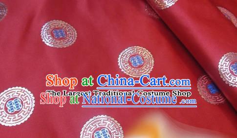 Traditional Chinese Royal Coins Pattern Red Brocade Tang Suit Fabric Silk Fabric Asian Material