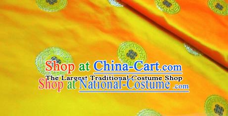 Traditional Chinese Royal Coins Pattern Golden Brocade Tang Suit Fabric Silk Fabric Asian Material