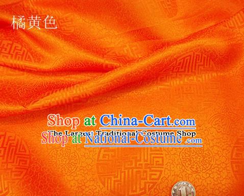 Traditional Chinese Royal Pattern Design Orange Brocade Fabric Silk Fabric Chinese Fabric Asian Material