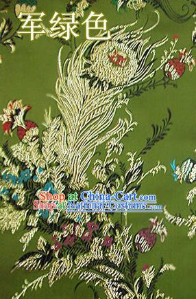 Traditional Chinese Royal Phoenix Flower Pattern Olive Green Brocade Tang Suit Fabric Silk Fabric Asian Material