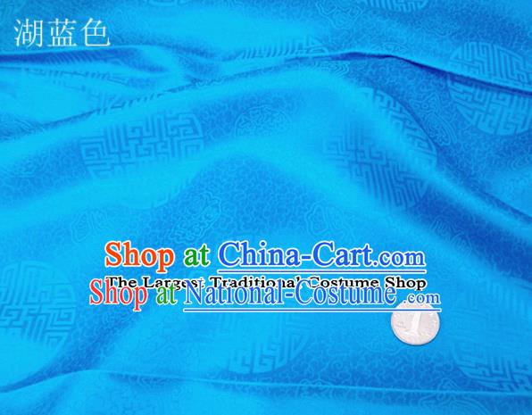 Traditional Chinese Royal Pattern Design Blue Brocade Fabric Silk Fabric Chinese Fabric Asian Material