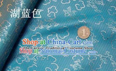 Traditional Chinese Royal Dragons Pattern Blue Brocade Tang Suit Fabric Silk Fabric Asian Material