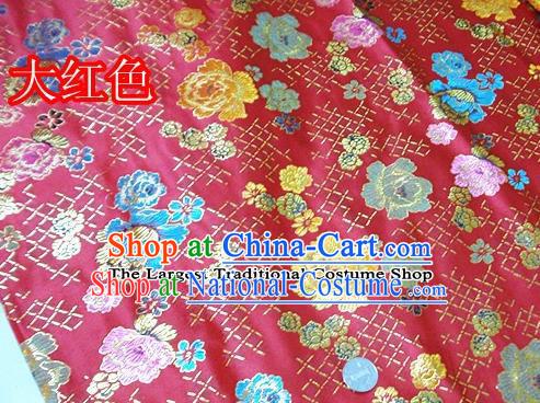 Traditional Chinese Royal Roses Pattern Red Brocade Tang Suit Fabric Silk Fabric Asian Material