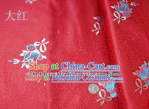 Traditional Chinese Royal Tulipa Pattern Red Brocade Tang Suit Fabric Silk Fabric Asian Material