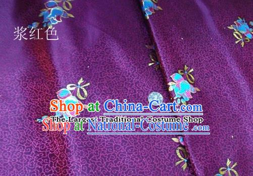 Traditional Chinese Royal Tulipa Pattern Purple Brocade Tang Suit Fabric Silk Fabric Asian Material