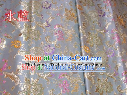 Traditional Chinese Light Blue Brocade Tang Suit Palace Fabric Silk Fabric Asian Material