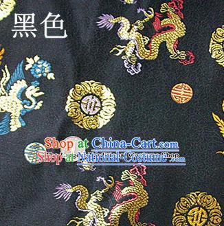 Traditional Chinese Royal Dragon Phoenix Pattern Black Brocade Tang Suit Fabric Silk Fabric Asian Material