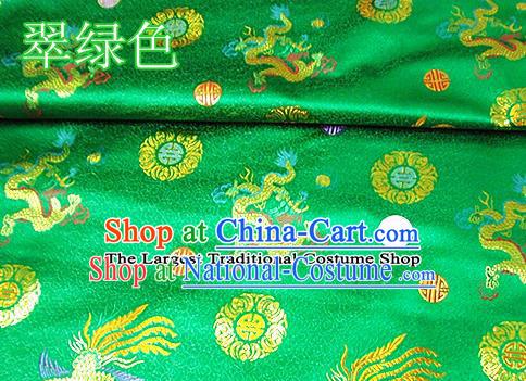 Traditional Chinese Royal Dragon Phoenix Pattern Green Brocade Tang Suit Fabric Silk Fabric Asian Material