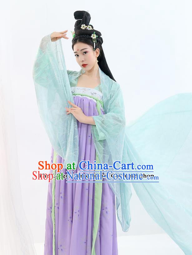 Chinese Ancient Drama Peri Purple Hanfu Dress Traditional Tang Dynasty Imperial Concubine Costumes for Women