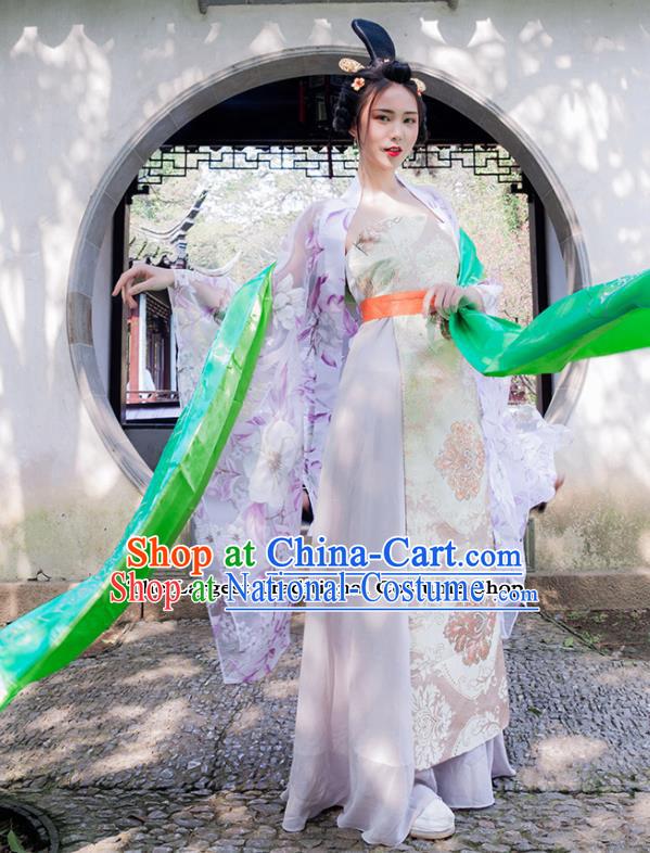 Chinese Ancient Drama Flying Apsaras Peri Hanfu Dress Traditional Tang Dynasty Princess Costumes for Women