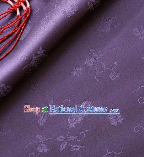 Traditional Asian Classical Pattern Purple Brocade Cloth Drapery Korean Hanbok Palace Satin Silk Fabric