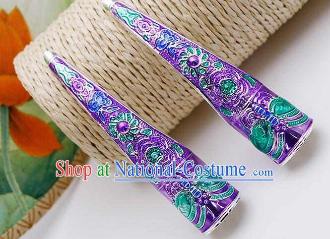 Chinese Traditional Finger Accessories Ancient Palace Lady Purple Fingernail Wrap for Women