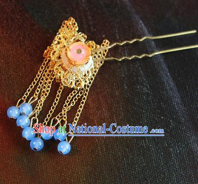 Chinese Traditional Hair Accessories Hair Clip Ancient Princess Golden Tassel Hairpins for Women