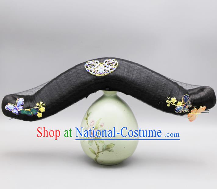 Chinese Traditional Qing Dynasty Hair Accessories Ancient Manchu Princess Wigs and Hairpins for Women