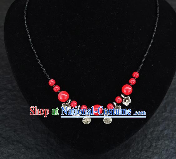 Chinese Traditional Jewelry Accessories Yunnan National Red Beads Necklace for Women