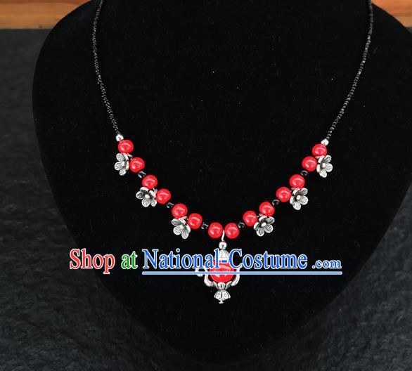 Chinese Traditional Jewelry Accessories Yunnan National Red Beads Flagon Necklace for Women