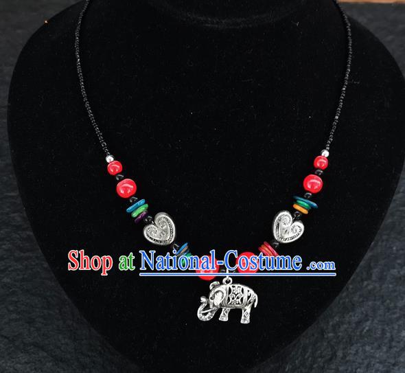 Chinese Traditional Jewelry Accessories Yunnan National Red Beads Elephant Minority Necklace for Women