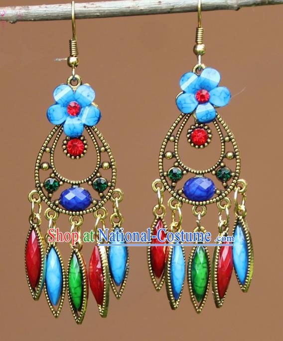 Chinese Traditional Flower Earrings Yunnan National Minority Ear Accessories for Women