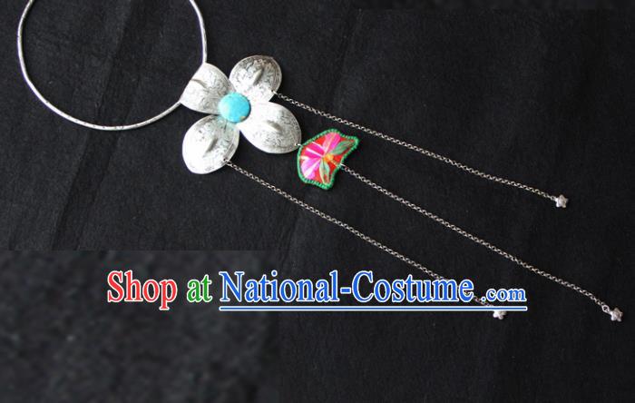 Chinese Traditional Accessories Yunnan Minority Sliver Flower Necklace for Women