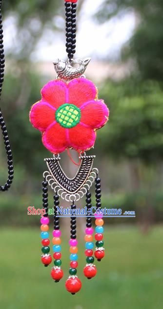 Chinese Traditional Jewelry Accessories Yunnan Minority Embroidered Sliver Necklace for Women