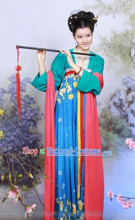 Chinese Traditional Tang Dynasty Young Lady Costume Ancient Peri Hanfu Dress for Women