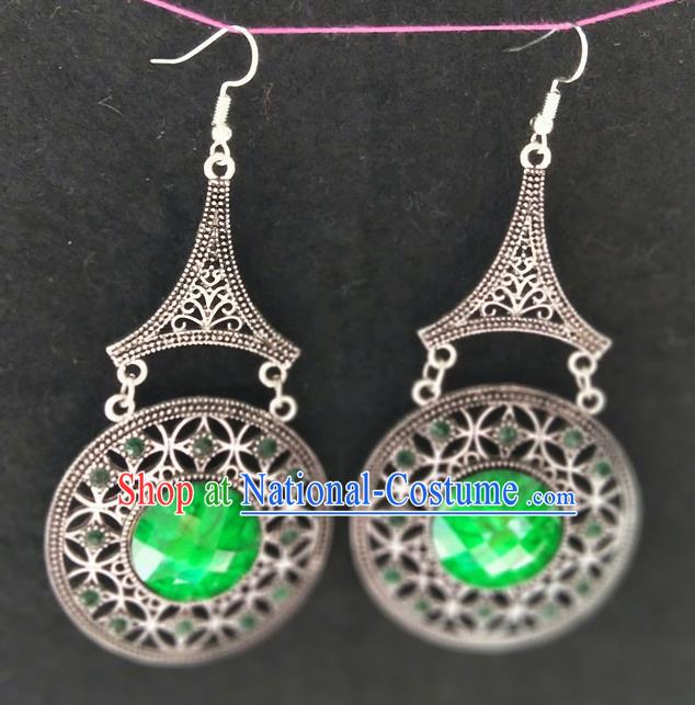 Chinese Traditional Ethnic Earrings Yunnan National Green Ear Accessories for Women