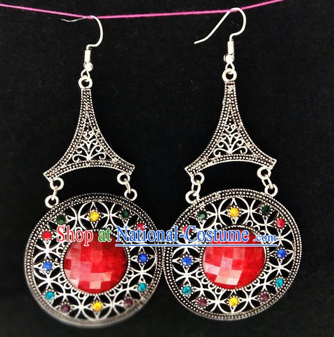 Chinese Traditional Ethnic Earrings Yunnan National Red Ear Accessories for Women