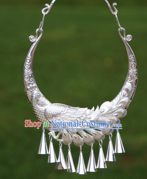 Chinese Traditional Minority Carving Phoenix Necklace Ethnic Folk Dance Accessories for Women