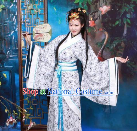 Chinese Traditional Han Dynasty Princess Curving Front Robe Ancient Peri Historical Costumes for Women