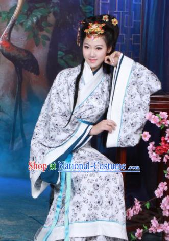 Chinese Traditional Han Dynasty Princess Curving Front Robe Ancient Peri Historical Costumes for Women