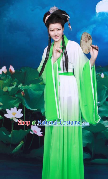 Chinese Ancient Peri Green Hanfu Dress Tang Dynasty Nobility Lady Historical Costumes for Women