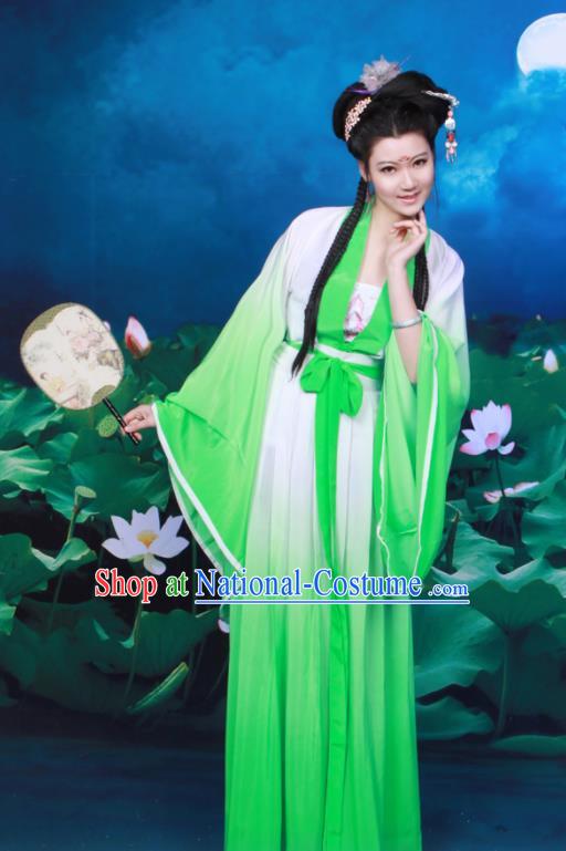 Chinese Ancient Peri Green Hanfu Dress Tang Dynasty Nobility Lady Historical Costumes for Women