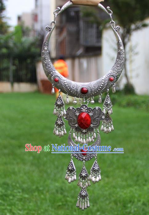 Chinese Traditional National Ethnic Tassel Necklace Red Necklet Jewelry Accessories for Women