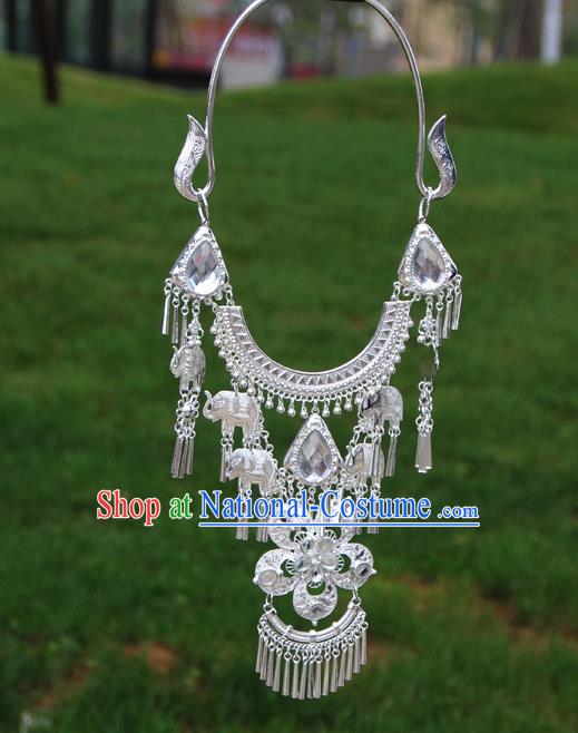 Chinese Traditional National Ethnic Flowers Tassel Crystal Necklace Jewelry Accessories for Women