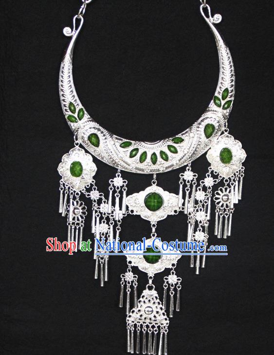 Chinese Traditional National Jewelry Accessories Ethnic Green Necklace for Women