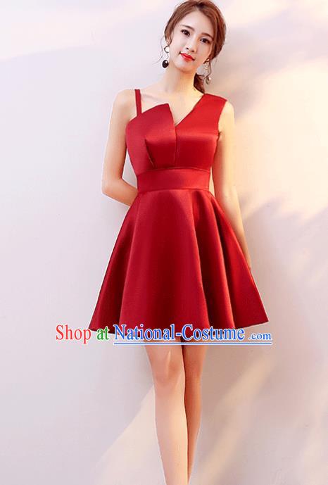 Professional Modern Dance Costume Chorus Group Clothing Bride Toast Wine Red Dress for Women