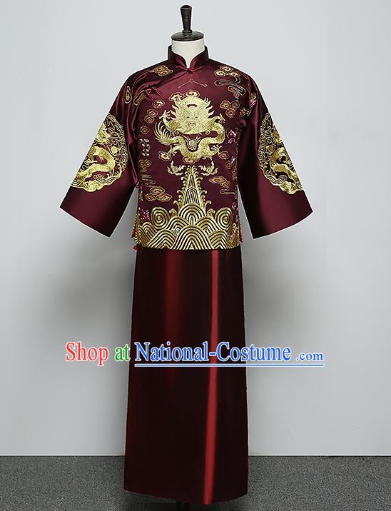 Ancient Chinese Style Wedding Dress Ancient Groom Toast Clothing Mandarin Jacket for Men