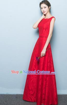 Professional Modern Dance Costume Chorus Group Clothing Bride Red Long Full Dress for Women