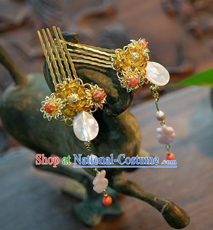 Chinese Handmade Classical Tassel Hairpins Hair Comb Hair Accessories Ancient Bride Headwear for Women