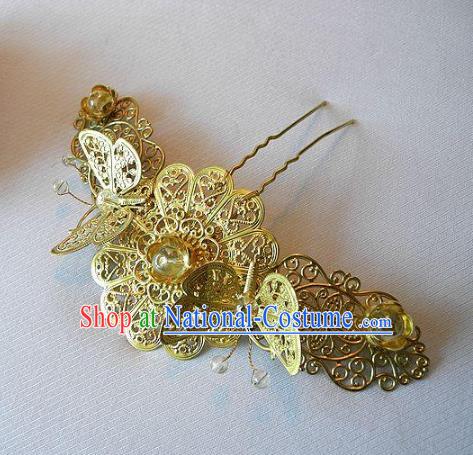 Chinese Handmade Classical Hairpins Hair Accessories Butterfly Hair Stick Ancient Bride Headwear for Women