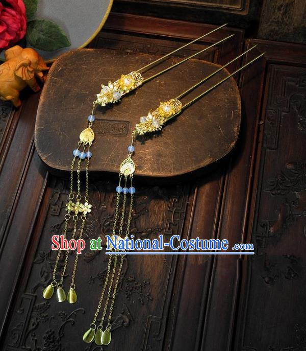 Chinese Handmade Classical Tassel Hairpins Hair Accessories Hair Stick Ancient Bride Headwear for Women