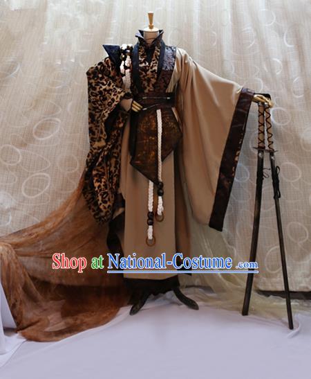 Ancient Traditional China Tang Dynasty Swordsman Knight Costumes Complete Set for Men