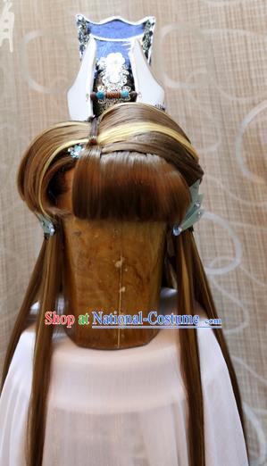 China Ancient Tang Dynasty Cosplay Swordswoman Hair Accessories Wig Sheath