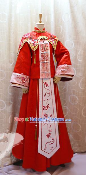 China Ancient Cosplay Princess Clothing Traditional Han Dynasty Palace Lady Red Wedding Dress for Women