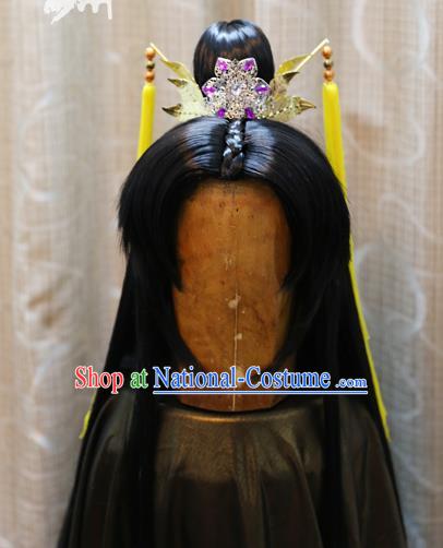 China Ancient Tang Dynasty Cosplay Swordsman Wig Sheath