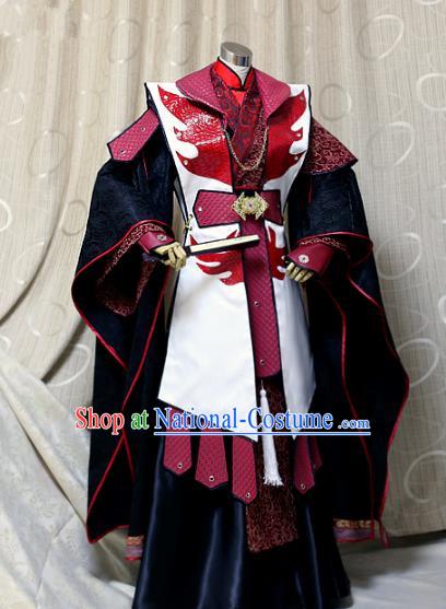 Ancient China Cosplay General Costumes Swordsman Embroidered Clothing for Men