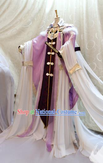 China Ancient Cosplay Swordswoman Clothing Traditional Palace Lady Purple Dress Clothing for Women