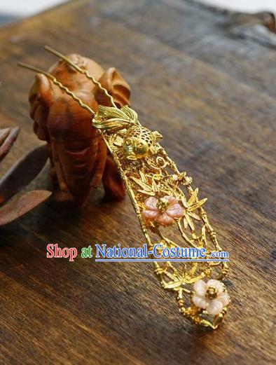 Chinese Handmade Classical Hair Accessories Luxurious Golden Hair Clip Ancient Hairpins for Women