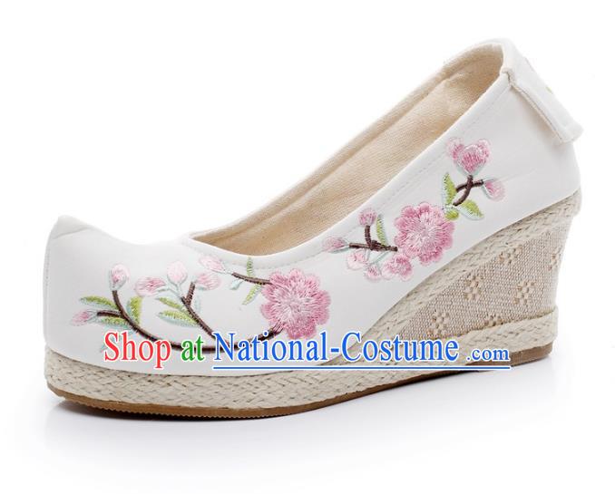 Asian Chinese Wedding Shoes Princess Shoes, Traditional China Handmade Hanfu Embroidered Shoes