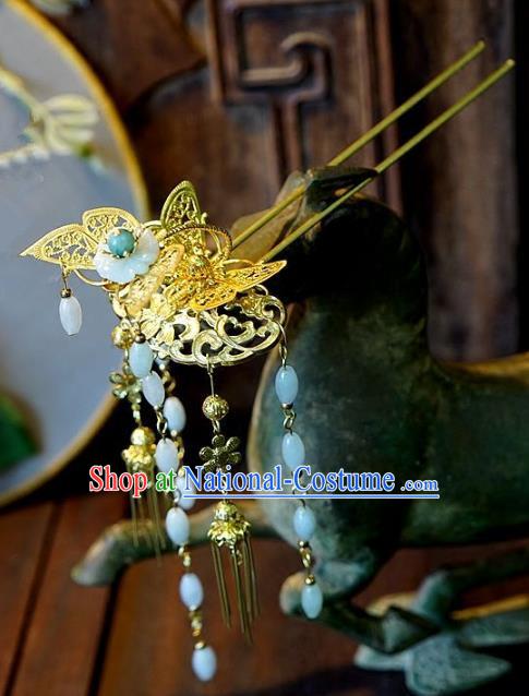 Chinese Handmade Classical Hair Accessories Ancient Tassel Butterfly Hairpins for Women